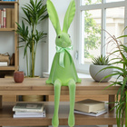 Figurine décorative Lapin floqué en plastique Vert